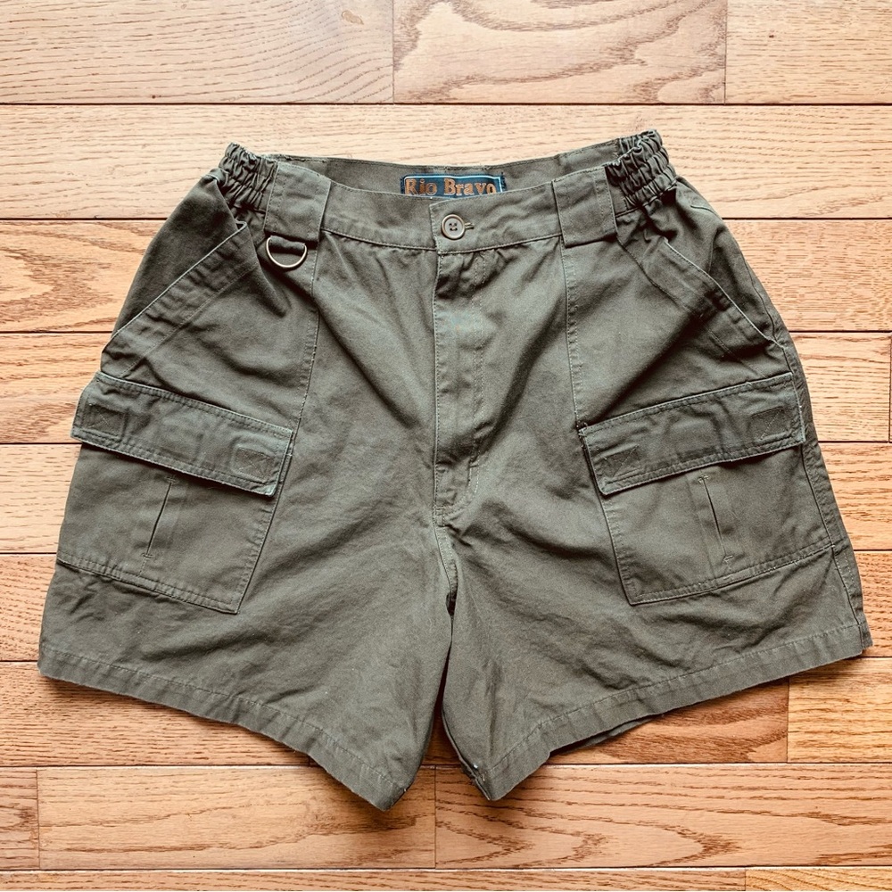 Rio Bravo Outdoor Adventure 100% Cotton Cargo Shorts  Army Moss Green M Utility